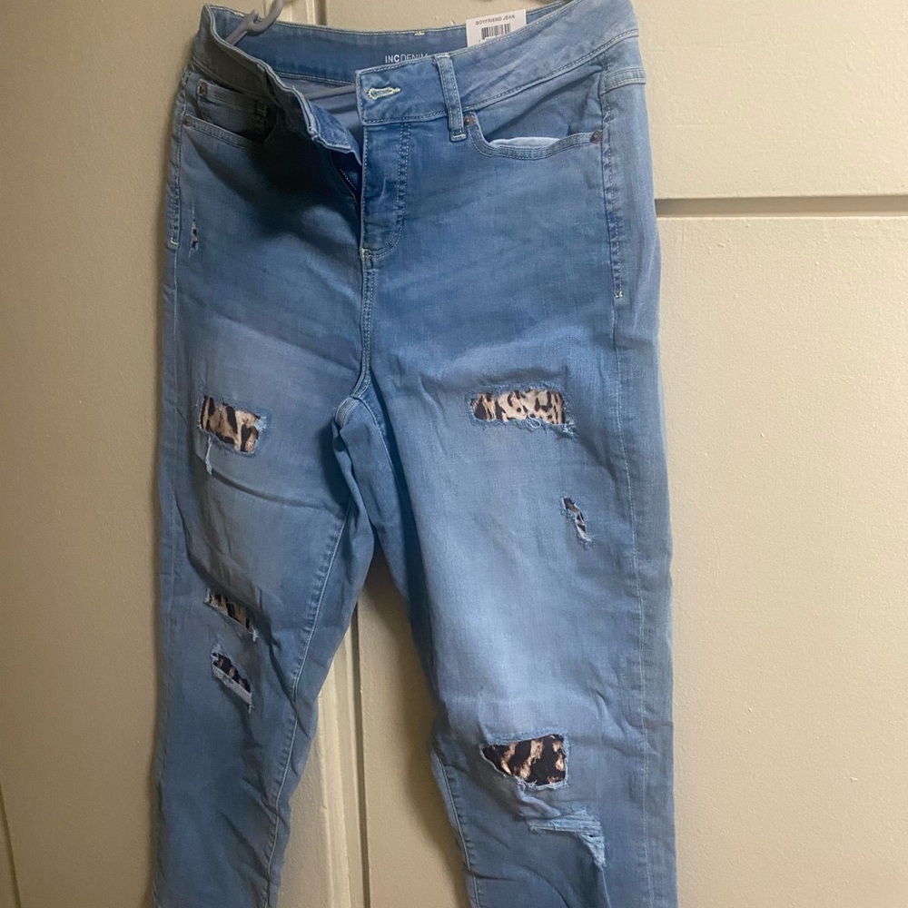 INC International Concepts Light Blue Ripped Skinny Jeans